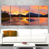 Design Art Sunset Above Vermilion Lakes 5 Piece Wall Art on Wrapped Canvas Set