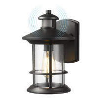 ZACHVO Dusk To Dawn Exterior Wall Mount Light Outdoor Motion Sensor Wall Sconce Waterproof Matte Black Wall Lantern Lamp