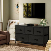 Rebrilliant Gensinger Dresser for Bedroom with 5 Drawers, Fabric Storage Drawer Unit, Black