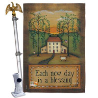 Breeze Decor Each New Day - Impressions Decorative Aluminum Pole & Bracket House Flag Set HS100072-BO-02