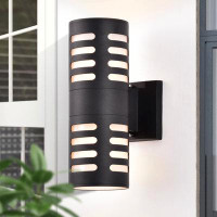 Wade Logan Bethannie Dusk to Dawn 2-Light Aluminum Rust Resistant Waterproof 11.75"H Black Outdoor Armed Sconce
