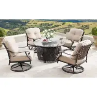 Canora Grey Mccomas 5 Piece Dining Set with Cushions/Firepit