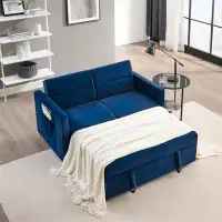 Ebern Designs Loveseats Sofa Bed With Pull-Out Bed,Adjsutable Back And Two Arm Pocket