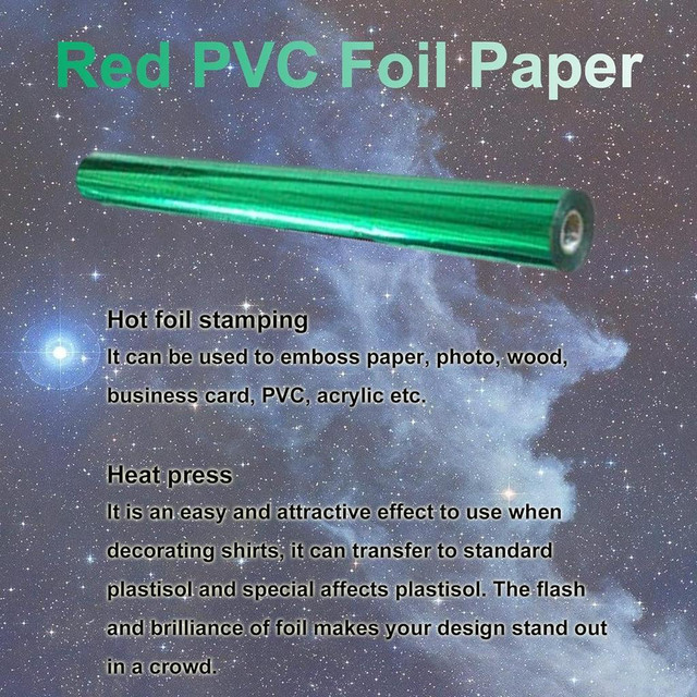 Green Color Hot Foil PVC Stamping Paper Metallic PVC Foil Paper 0.7X131yds Per Roll for Hot Foil Stamping Machine 010014 in Other Business & Industrial in Toronto (GTA) - Image 3