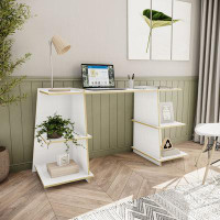 Ebern Designs EcoFriendly Flora Writing Desk with Shelves, White