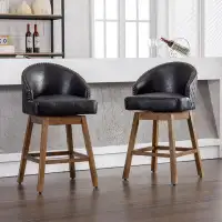 17 Stories Set Of 2 Bar Stools Counter Height Chairs With Footrest For Kitchen, Dining Room And 360 Degree Swivel