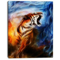 Made in Canada - Design Art 'Gentle Tiger Portrait Collage' Graphic Art on Wrapped Canvas