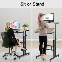Accentuations by Manhattan Comfort Modern Light  Adjustable Standing Desk Metal Base Floor Mount Office & Classroom Use