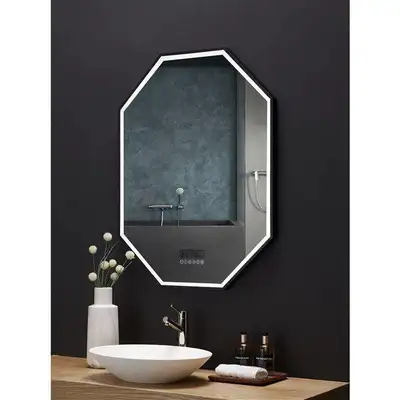 Ancerre Designs Otto 24 or 30 inch LED Lighted Fog Free Octagonal Bathroom Mirror w Bluetooth The Ot...