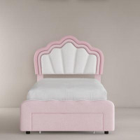 Winston Porter Bed Frame with Flower Headboard and LED Lights