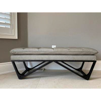 Ivy Bronx 48" Henry Bench Grey Faux Leather