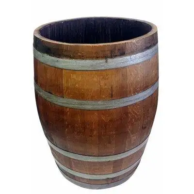 MGP Lacquer Finished Oakwood Urn Style Tall Barrel Planter 27"H X 27"W