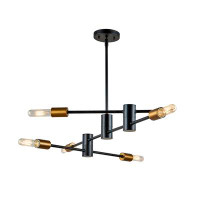George Oliver 6 Light Black And Gold Modern Style Pendant