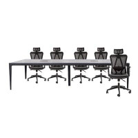 Inbox Zero Conference Meeting Table With Office Chairs For 10 Persons (black)