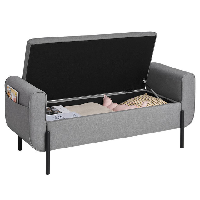 NEW GRAY STORAGE OTTOMAN BENCH BOX BEDSIDE LOM072G02 in Other in Alberta