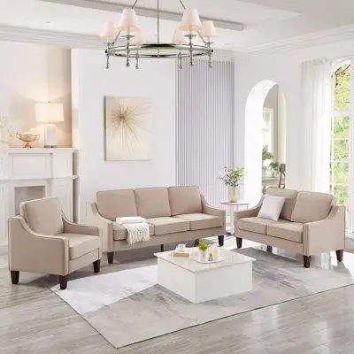 House of Hampton Modern 3 Seater Velvet Upholstered Sofa With Scooped Armrests