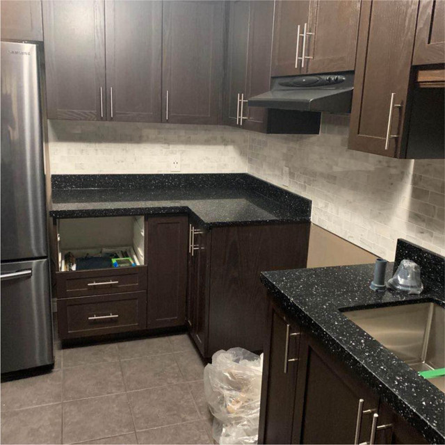 Black Solid Countertops with White Spots For Kitchen & Bath in Cabinets & Countertops in Markham / York Region - Image 4