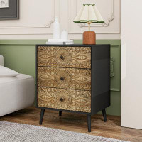 Bungalow Rose Albesa Wide Bedroom Dresser for Bedroom with 3 Drawer Organizers Cabinet Chest of Drawer for Closet
