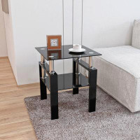 Wrought Studio 1-Piece Modern Square Tempered Glass Coffee Table 20.58" H x 17.81" L x 17.64" W