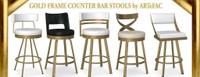 Gold Frame Furniture, Bar Stools, Kitchen Island High Chairs, Swivel Stools, Counter Height Stools
