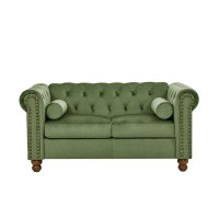 Alcott Hill Clinesha 58'' Rolled Arms Chesterfield Loveseat