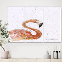 East Urban Home 'Hand Painted Pink Flamingo' Painting Multi-Piece Image on Canvas