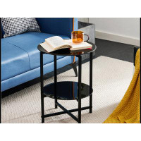 MR 2-piece set (Black) Tempered Glass End Table, Round Coffee Table for Bedroom Living Room Office WQLY322-W24157593