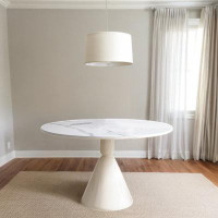 Orren Ellis Round rock plate table home modern simple small household light luxury Holy Grail rice table