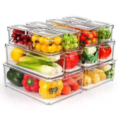 4 pack fridge organizer make your refrigerators neater and save a lot of space. Its super clear mate...