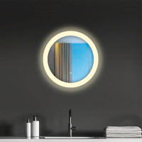 Latitude Run® Latitude Run® 24X24 Rectangular Aluminum Bathroom Mirror With LED Lighting (Touch Sensor) Anti-Fog, Warm/C