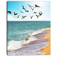 Made in Canada - Design Art 'Sea Gulls Over the Seashore' Photographic Print on Wrapped Canvas