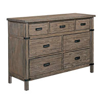 Loon Peak Foundry 7 Drawer 58" W Solid Wood Double Dresser
