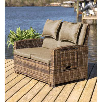 Plow & Hearth 46.06" Wide Wicker Loveseat with Cushions
