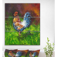 Made in Canada - East Urban Home 'Colourful Rooster Domestic bird' Farmhouse Animal Painting Print on Wrapped Canvas set