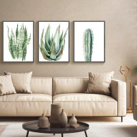 Bungalow Rose Luxurious Aluminum Framed Wall Art- 3 Piece Floater Frame Print on Canvas Wall Decor For Living Room_20237