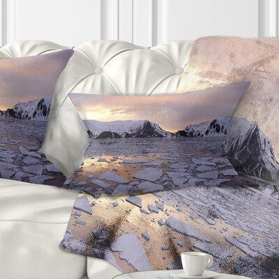 Made in Canada - East Urban Home Seascape Antarctic Summer Sunset Lumbar Pillow in Bedding