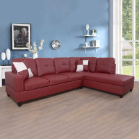 Ebern Designs Coriana 125" Wide Faux leather Modular Sofa & Chaise