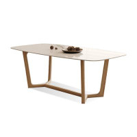 Orren Ellis 70.87" Sintered Stone + Solid wood Dining Table