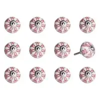 HomeRoots 1.5" X 1.5" X 1.5" White, Pink And Burgundy - Knobs 12-Pack