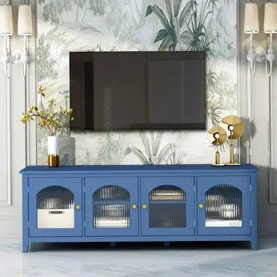 Red Barrel Studio 71-inchstylishTVcabinet Entertainment CenterTV stand,TVConsoleTable, Media Console,solidwood frame