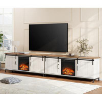 August Grove 116'' Farmhouse TV Stand Entertainment Centre With Fireplace For Living Room, Bedroom