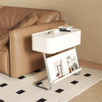Hokku Designs Z Shaped Side Table With Storage, Modern Couch Tables That Slide Under, Small Z Shaped End Table For Couch