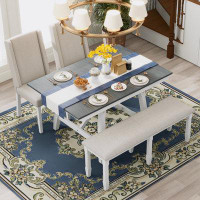 Farm on table 6-Piece Classic Dining Table Set with two 12"W Removable Leaves