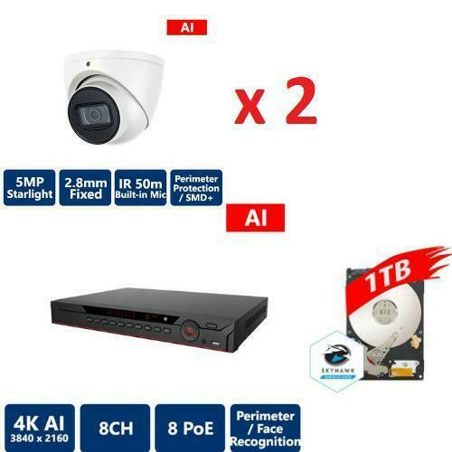 Face Recognition 8 CHANNEL 1U 8POE AI NETWORK VIDEO RECORDER (NVR-NV42A08-P8-I) w/1TB HDD + 2 pcs 5MP AI 50M IR IP STARL in Security Systems