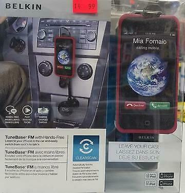 BELKIN IPHONE 4/4S IPOD 4 TUNEBASE HANDS-FREE AUX & CAR HOLDER WITH CHARGER - NEW $14.99 in General Electronics in Toronto (GTA)
