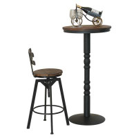 Williston Forge Modern Bar Table, Round Pub Bar Table, Wood Round Pub Table Wood Top With Metal Leg And Base, Kitchen, D