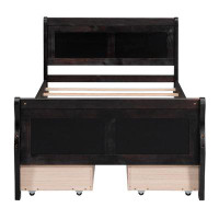 Charlton Home Wood Platform Bed With 4 Drawers And Streamlined Headboard & Footboard