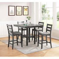 August Grove Classic Dining Room Furniture Counter Height 5Pc Set-Fabric-36" H x 40" W x 40" D