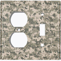 WorldAcc Metal Light Switch Plate Outlet Cover (ACU Camouflage - (L) Single Duplex / (R) Single Toggle)