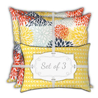 HomeRoots Set Of Three 18" X 18" Seafoam And White Blown Seam Floral Throw Indoor Outdoor Pillow
